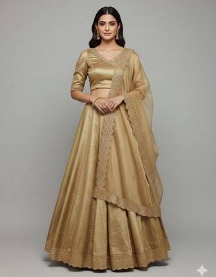 Classic Gold Lehenga choli set with Dupatta 1
