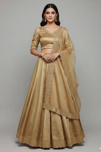 Classic Gold Lehenga choli set with Dupatta