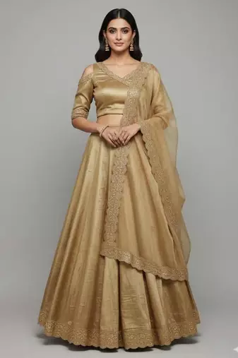 Classic Gold Lehenga choli set with Dupatta