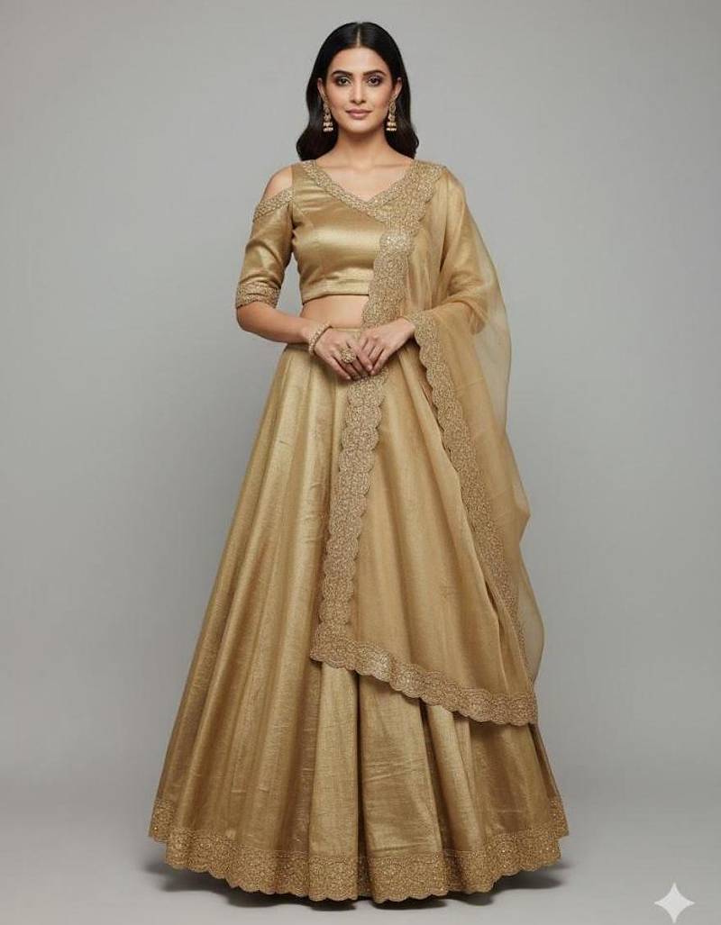 Classic Gold Lehenga choli set with Dupatta