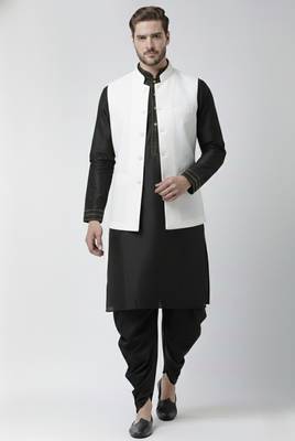 Black-white dupion silk kurta set 1