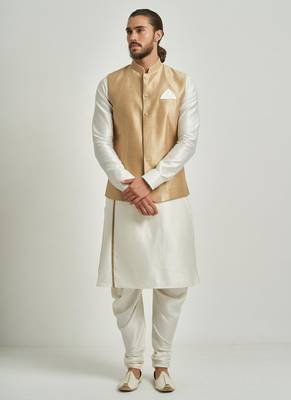 Golden dupion silk kurta set 1
