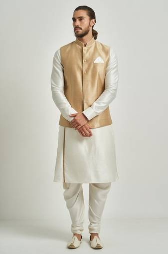 Golden dupion silk kurta set