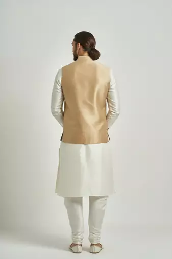 Golden dupion silk kurta set