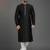 Black embroidered dupion silk kurta set