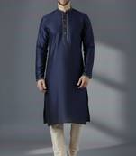 Navy dupion silk kurta set