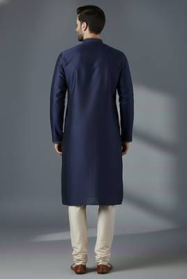 Navy dupion silk kurta set 2