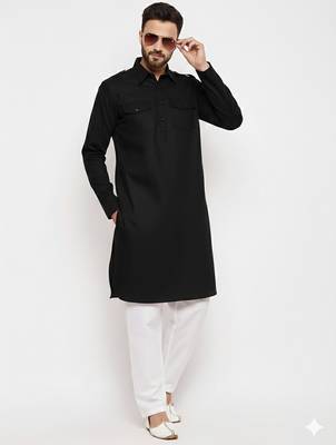 Black cotton kurta set 1