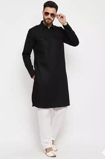 Black cotton kurta set