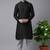 Black embroidered dupion silk kurta set