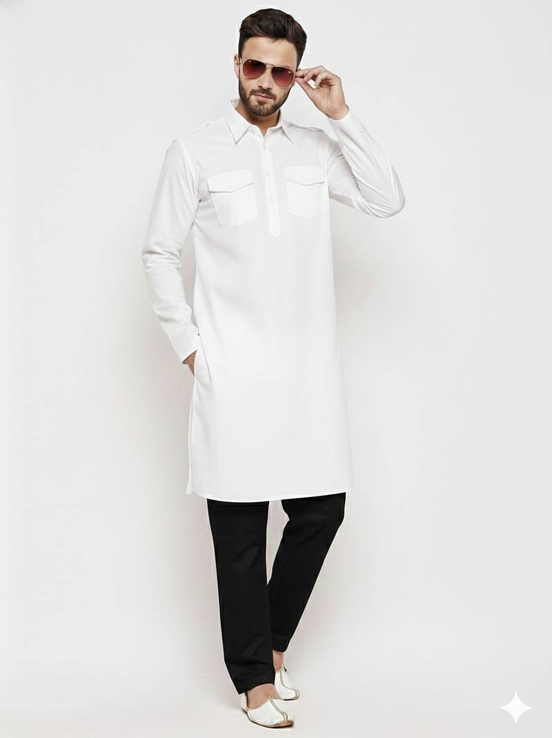 White cotton kurta set