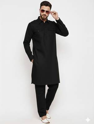 Black cotton kurta set 1