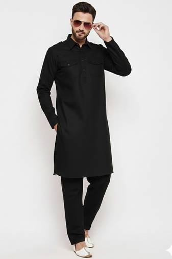 Black cotton kurta set