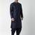 Navy embroidered dupion silk kurta set