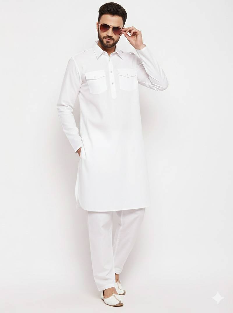White cotton kurta set
