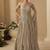 Beige chinon silk embroidered  trendy wedding look stylish gown