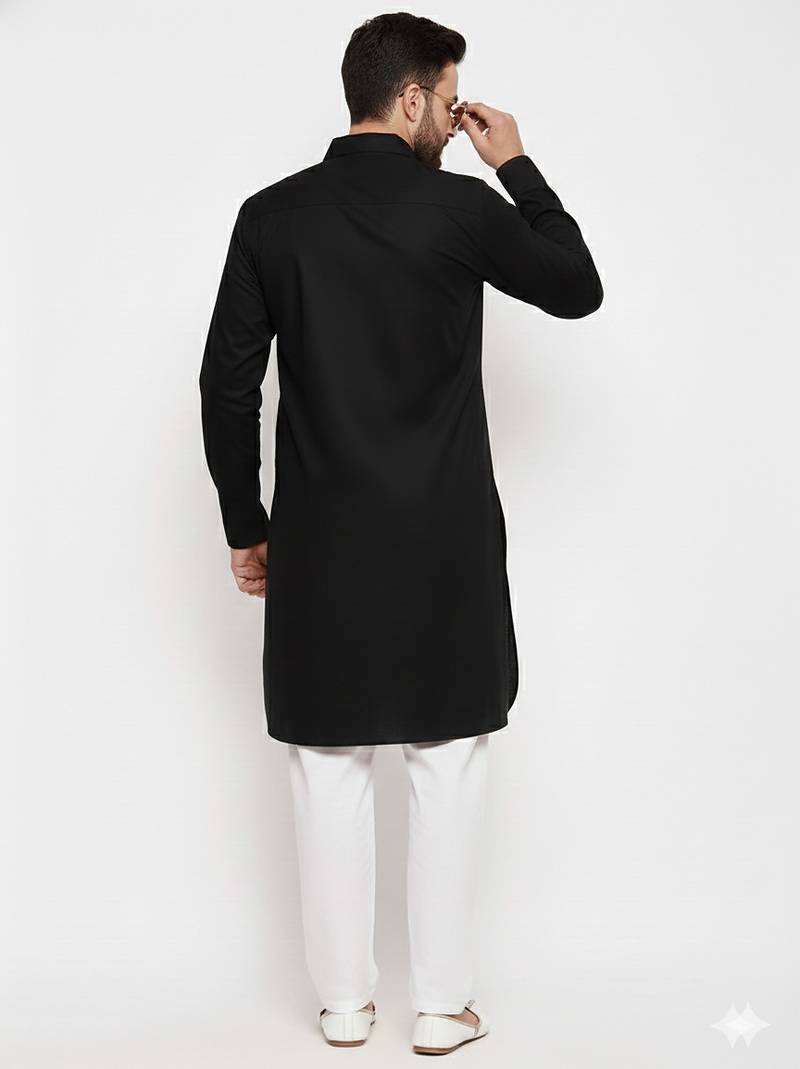 Black cotton kurta set