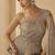 Beige chinon silk embroidered  trendy wedding look stylish gown