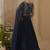 Deep navy blue chinon silk embroidered trendy wedding look stylish gown