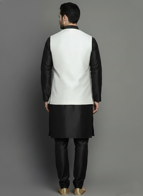 White-black dupion silk kurta set 2