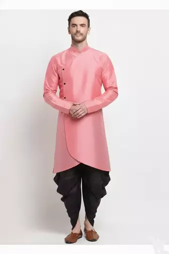 Peach dupion silk kurta set
