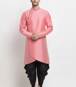 Peach dupion silk kurta set