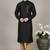 Black embroidered dupion silk kurta set