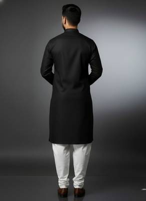 Black embroidered cotton kurta set 2
