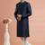 Navy embroidered dupion silk kurta set