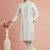 White embroidered dupion silk kurta set