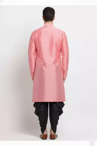 Peach dupion silk kurta set