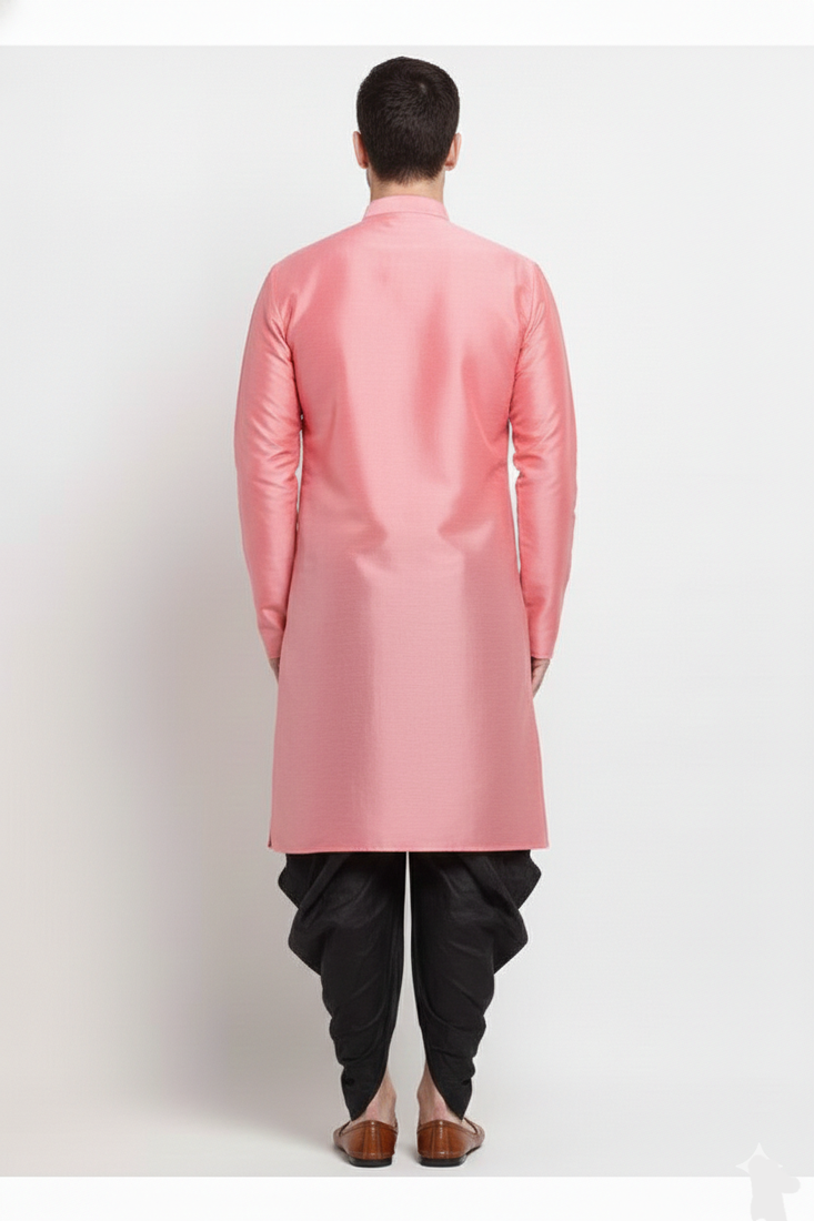 Peach dupion silk kurta set