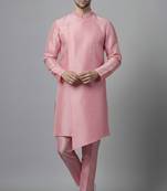 Pink embroidered dupion silk kurta set