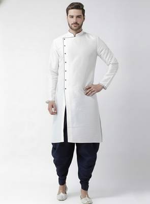 White embroidered dupion silk kurta set 1