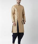 Golden embroidered dupion silk kurta set