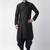 Black embroidered dupion silk kurta set