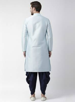 Light blue embroidered dupion silk kurta set 2