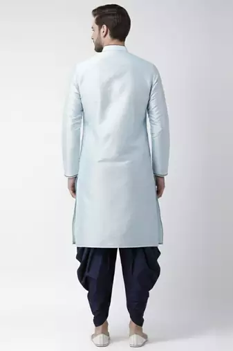 Light blue embroidered dupion silk kurta set
