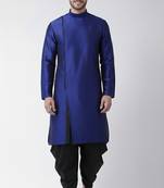 Royal blue embroidered dupion silk kurta set
