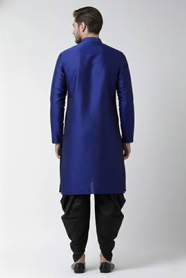 Royal blue embroidered dupion silk kurta set 2