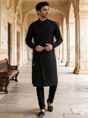 Black cotton kurta set 1