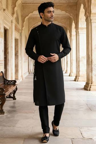 Black cotton kurta set