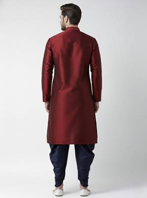 Maroon embroidered dupion silk kurta set 2