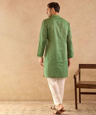 Green woven chanderi kurta 2