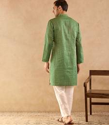 Green woven chanderi kurta