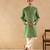 Green woven chanderi kurta