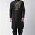 Black embroidered dupion silk kurta set