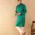 Green embroidered silk kurta