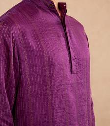 Purple embroidered silk kurta
