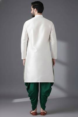 White embroidered dupion silk kurta set 2